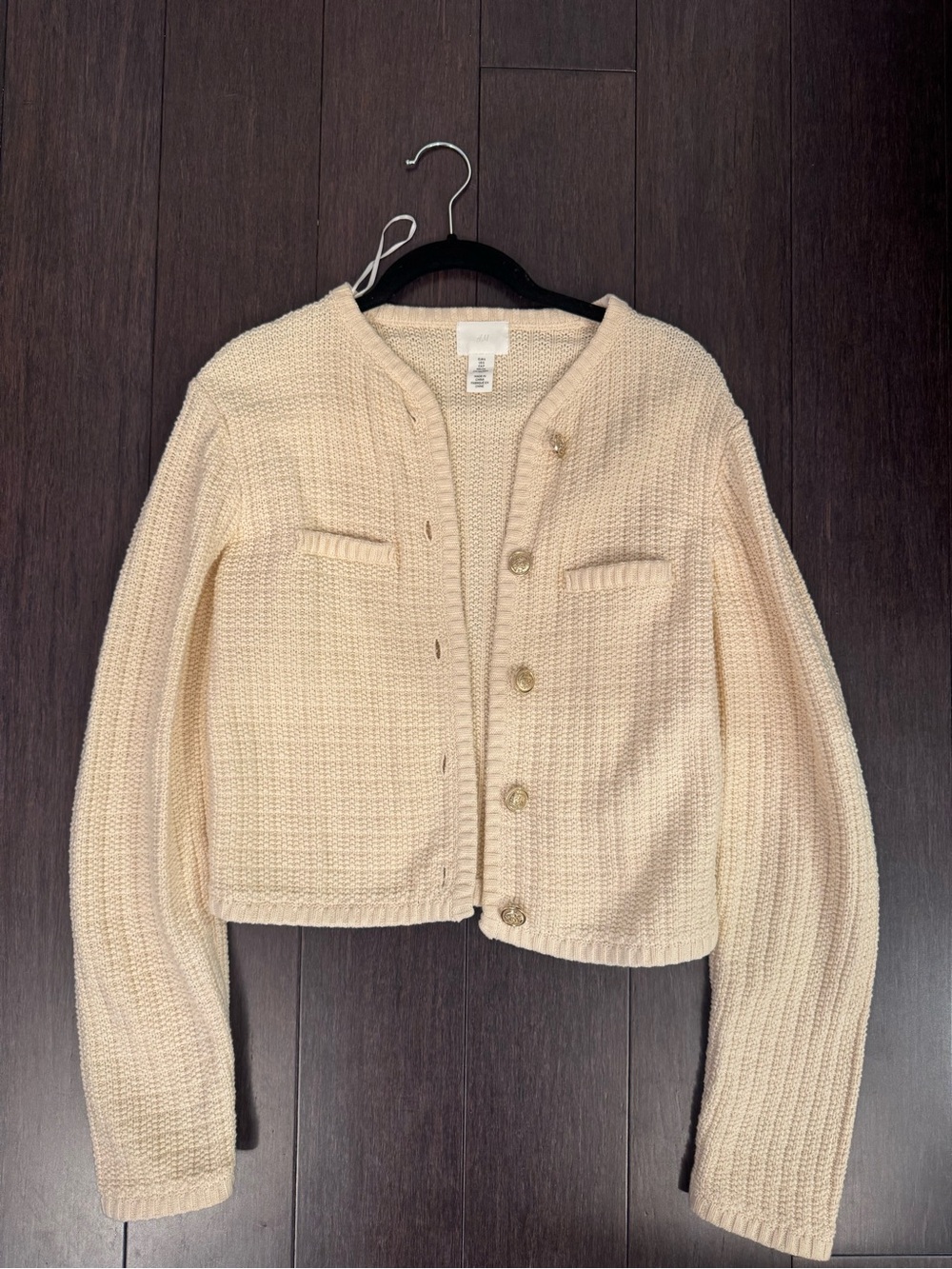 H&M Cream Button-Front Knit Cardigan